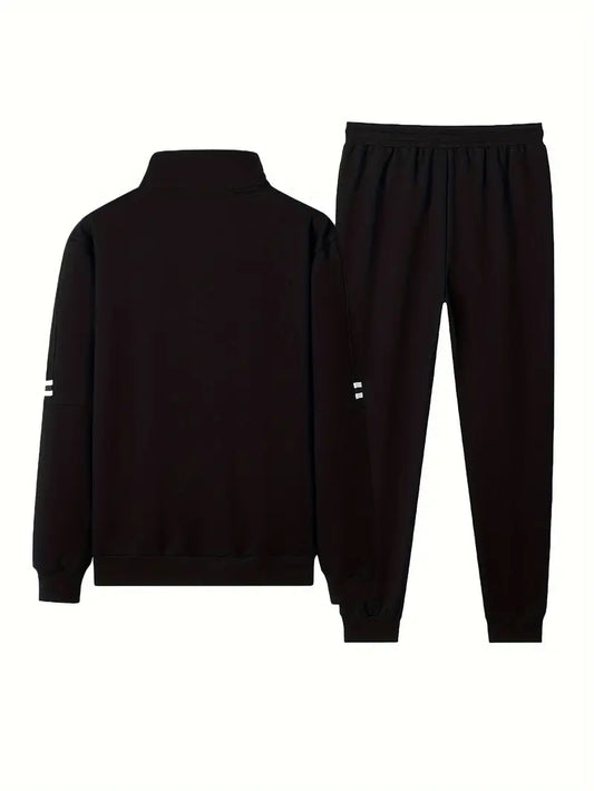 Mens Plain Zip Jacket and Pants Set by Tee Tall - MPBOZJSET7 - Black