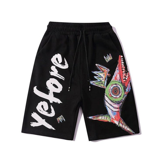 Mens Printed Cotton Shorts - GMPSR21 - Black