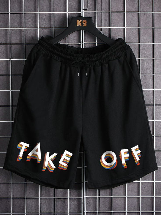 Mens Printed Cotton Shorts - GMPSR17 - Black