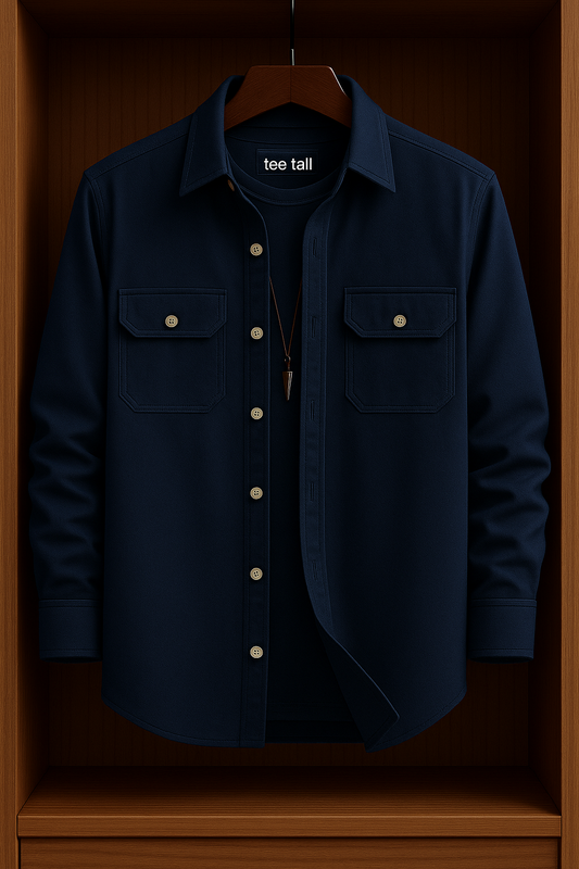 Mens Button Up Cotton Full Sleeve Shirt TTMBUS119 - Blue