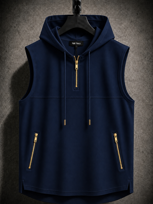 Mens Cotton Hooded Sleeveless T-Shirt CHST30 - Navy Blue