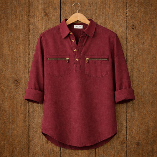 Mens Short Cotton Full Sleeve Kurta TTMSK91 - Maroon
