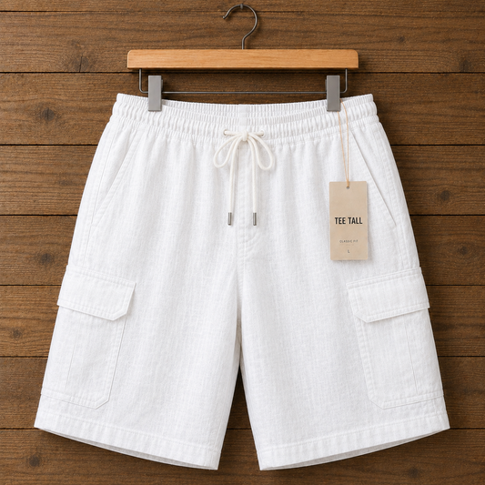 Mens Cargo Pocket Cotton Semi Formal Shorts by Tee Tall - TTMSSCS2 - White