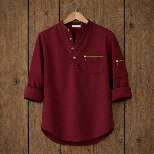 Mens Short Cotton Full Sleeve Kurta TTMSK45 - Maroon