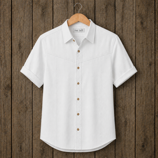 Mens Button Up Cotton Half Sleeve Shirt TTMBUS359 - White