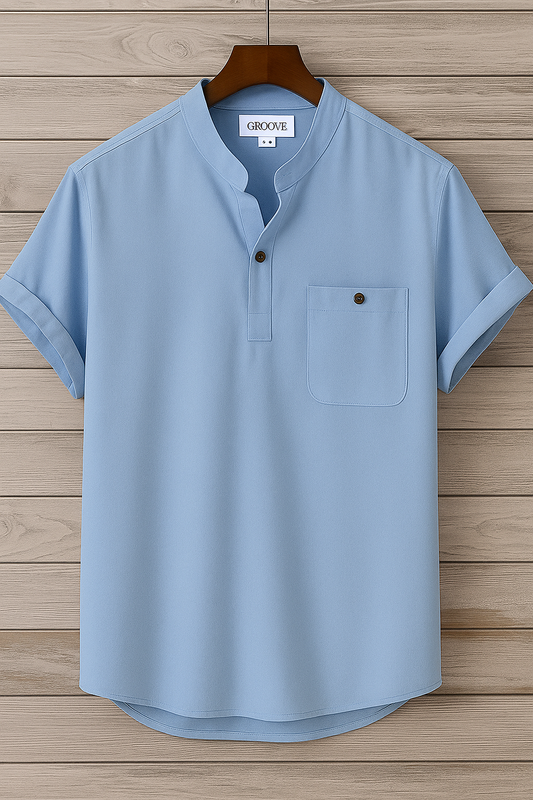 Mens Premium Viscose Button Shirt - GRVCS4 - Light Blue