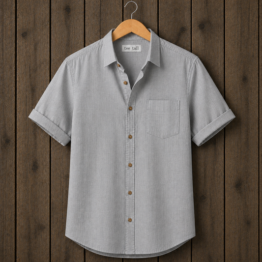 Mens Button Up Cotton Half Sleeve Shirt TTMBUS476 - Grey