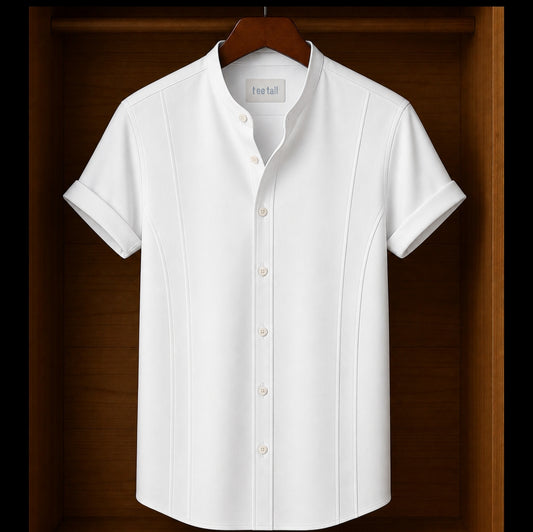 Mens Button Up Cotton Half Sleeve Shirt TTMBUS374 - White