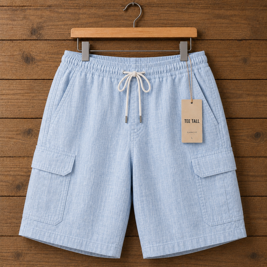 Mens Cargo Pocket Cotton Semi Formal Shorts by Tee Tall - TTMSSCS3 - Light Blue