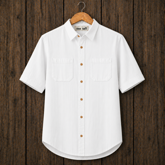 Mens Button Up Cotton Half Sleeve Shirt TTMBUS356 - White