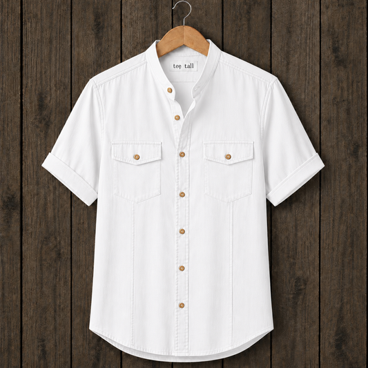 Mens Button Up Cotton Half Sleeve Shirt TTMBUS407 - White