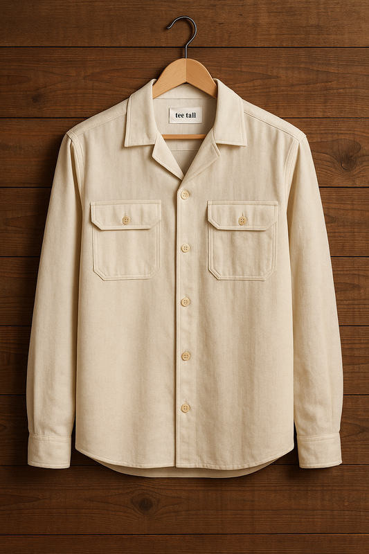 Mens Button Up Cotton Full Sleeve Shirt TTMBUS62 - Cream