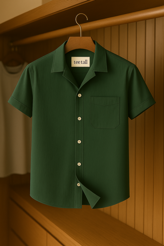 Mens Button Up Half Sleeve Shirt TTMBUS8 - Bottle Green