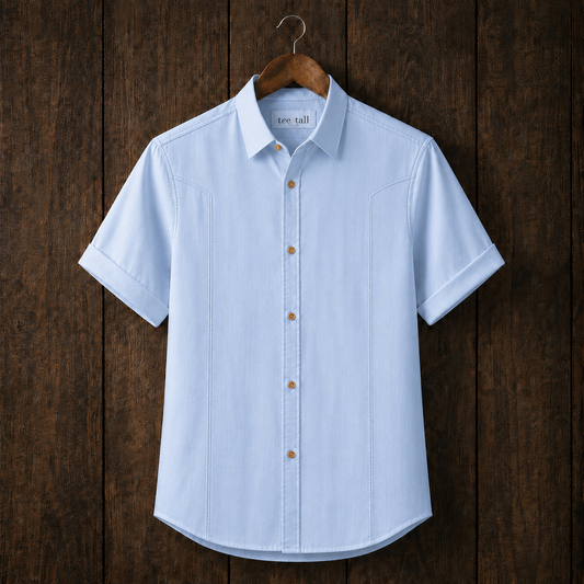Mens Button Up Cotton Half Sleeve Shirt TTMBUS357 - Light Blue