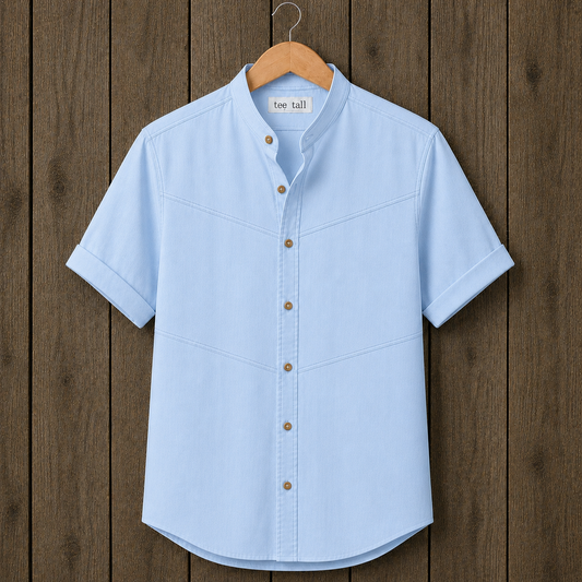 Mens Button Up Cotton Half Sleeve Shirt TTMBUS381 - Light Blue