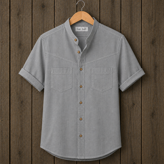 Mens Button Up Cotton Half Sleeve Shirt TTMBUS385 - Grey