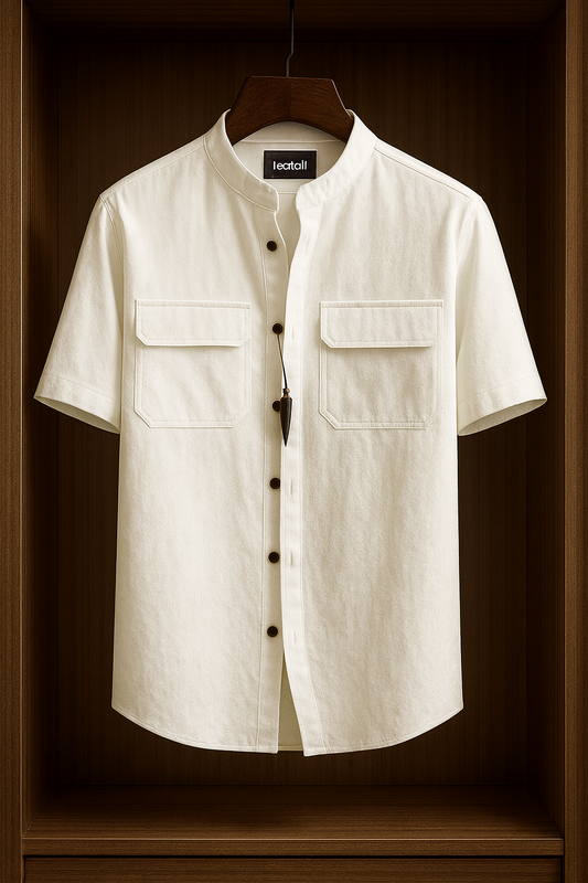 Mens Button Up Half Sleeve Cotton Shirt TTMBUS27 - White