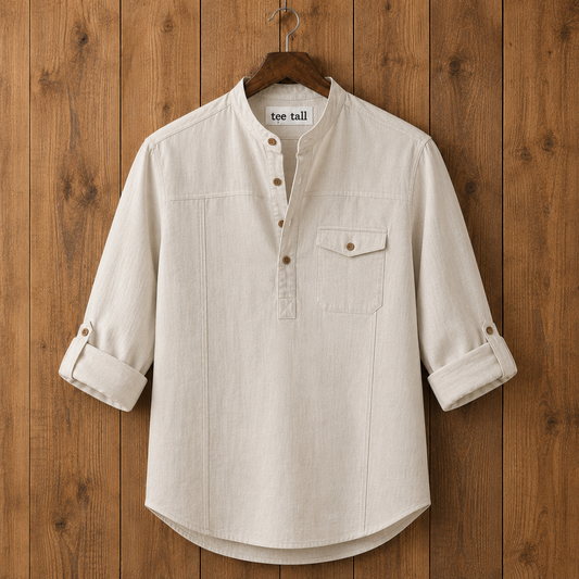 Mens Short Cotton Full Sleeve Kurta TTMSK150 - Beige