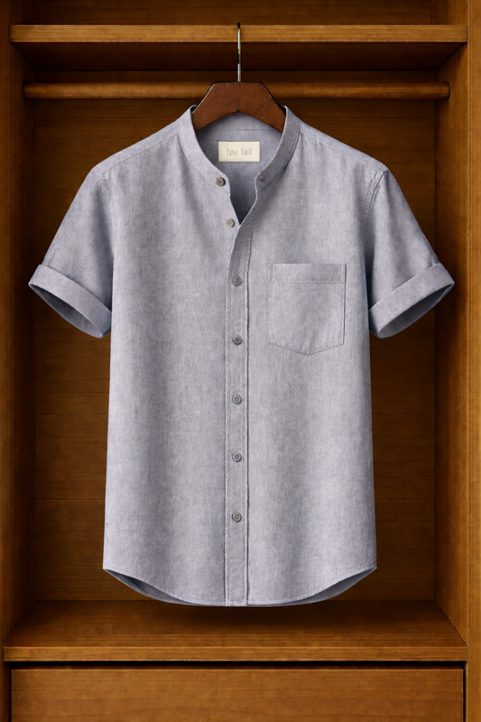 Mens Button Up Cotton Half Sleeve Shirt TTMBUS246 - Grey