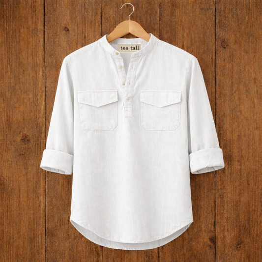 Mens Short Cotton Full Sleeve Kurta TTMSK64 - White