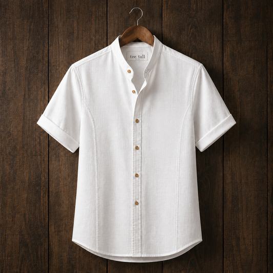 Mens Button Up Cotton Half Sleeve Shirt TTMBUS345 - White