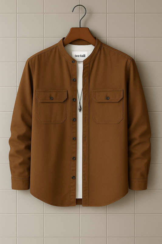 Mens Button Up Cotton Full Sleeve Shirt TTMBUS106 - Brown