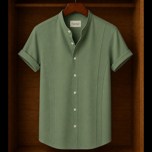Mens Button Up Cotton Half Sleeve Shirt TTMBUS380 - Green