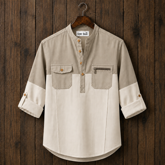 Mens Short Cotton Full Sleeve Kurta TTMSK172 - Multi