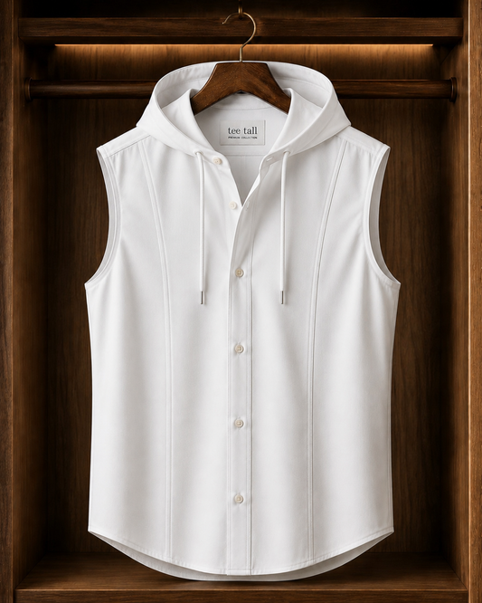 Mens Button Up Cotton Sleeveless Shirt TTMBUS451 - White
