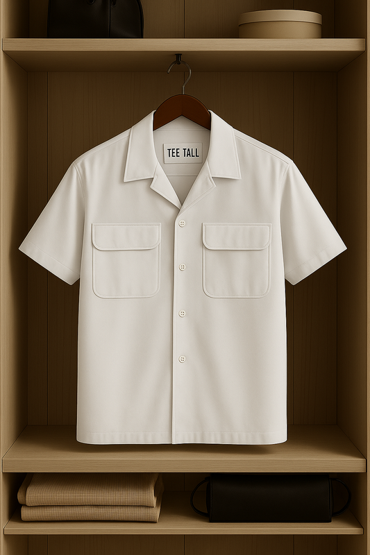 Mens Button Up Heavy Weight Half Sleeve Shirt TTMBUS4 - White