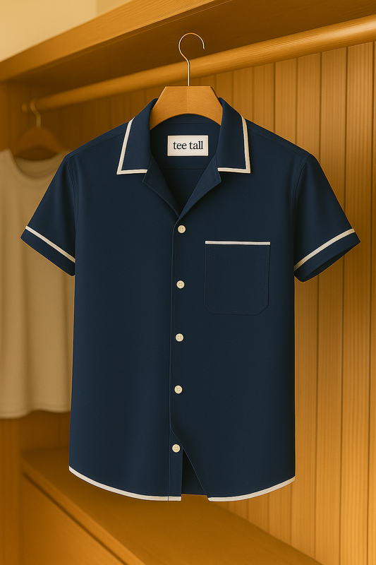 Mens Button Up Half Sleeve Shirt TTMBUS32 - Navy Blue