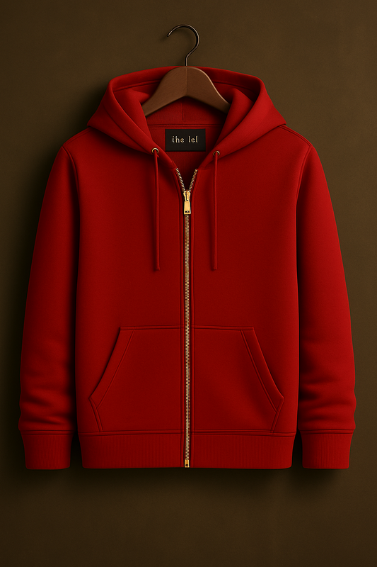 Tee Tall Mens Plain Zip Hooded Jacket TTGOZA - Red
