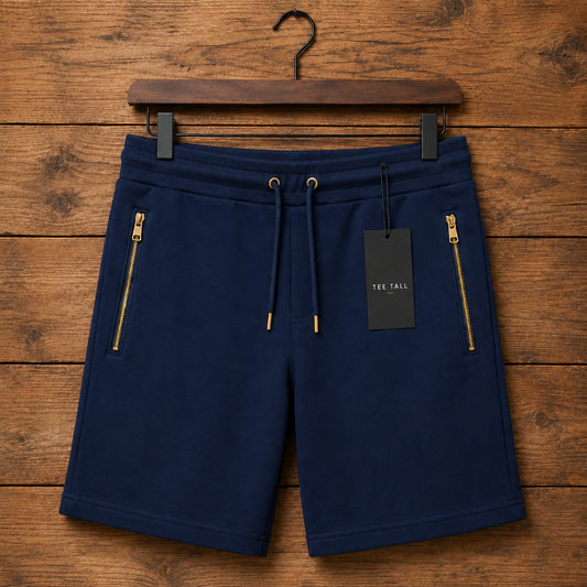 Mens Zip Pocket Cotton Terry Shorts by Tee Tall - TTMSFTS2 - Navy Blue