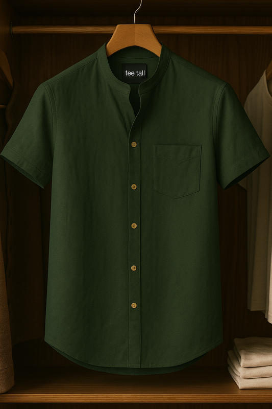Mens Button Up Cotton Half Sleeve Shirt TTMBUS17 - Green