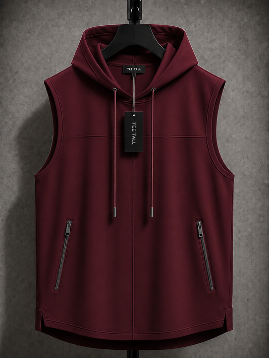 Mens Cotton Hooded Sleeveless T-Shirt CHST28 - Maroon