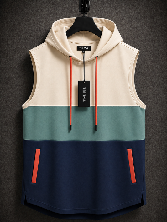 Mens Cotton Hooded Sleeveless T-Shirt CHST39 - Multi