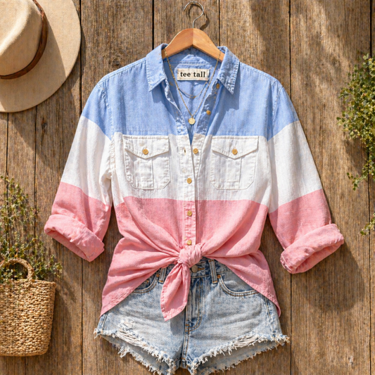 Womens Button Up Cotton Full Sleeve Shirt TWBSH1 - Multi Color