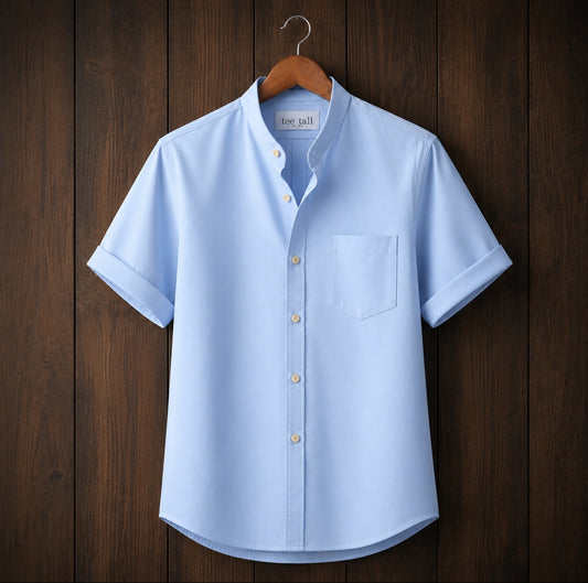 Mens Button Up Cotton Half Sleeve Shirt TTMBUS371 - Light Blue