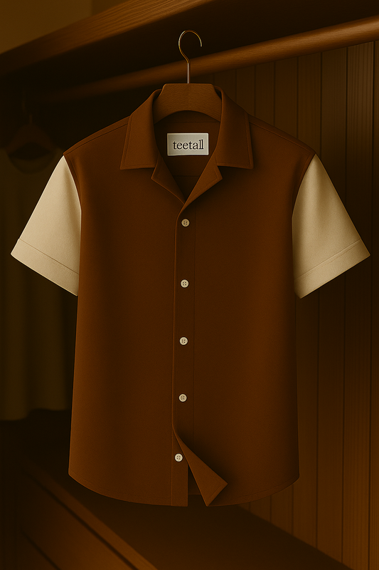 Mens Button Up Half Sleeve Shirt TTMBUS23 - Brown