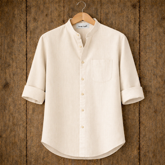Mens Button Up Cotton Full Sleeve Shirt TTMBUS330 - Cream