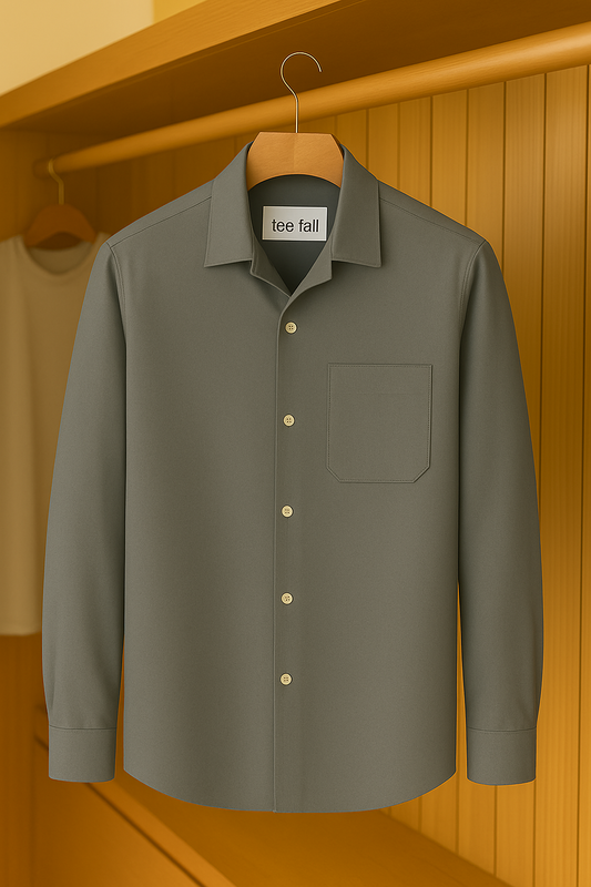 Mens Button Up Viscose Full Sleeve Shirt TTMBUS10 - Grey