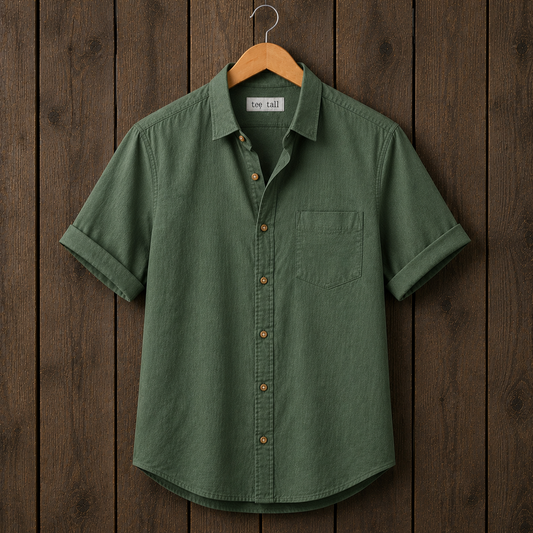 Mens Button Up Cotton Half Sleeve Shirt TTMBUS475 - Green