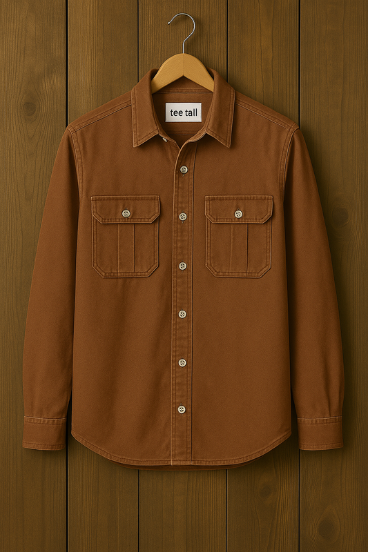 Mens Button Up Cotton Full Sleeve Shirt TTMBUS66 - Brown