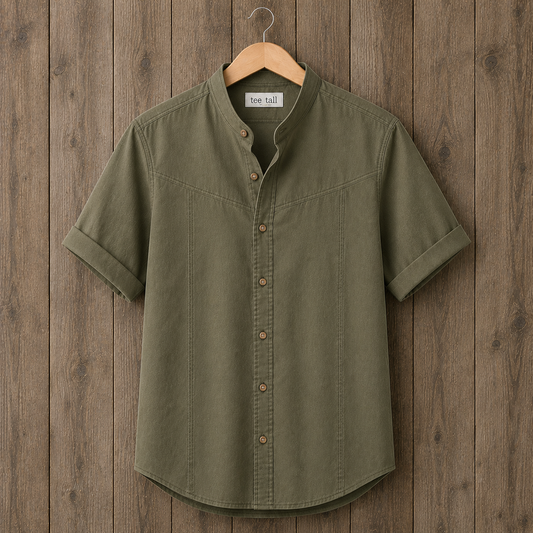 Mens Button Up Cotton Half Sleeve Shirt TTMBUS342 - Green