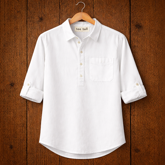 Mens Short Cotton Full Sleeve Kurta TTMSK94 - White