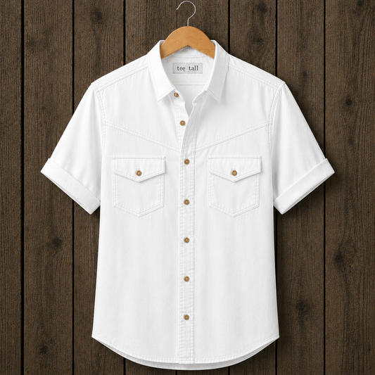 Mens Button Up Cotton Half Sleeve Shirt TTMBUS452 - White