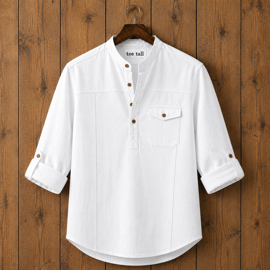 Mens Short Cotton Full Sleeve Kurta TTMSK151 - White