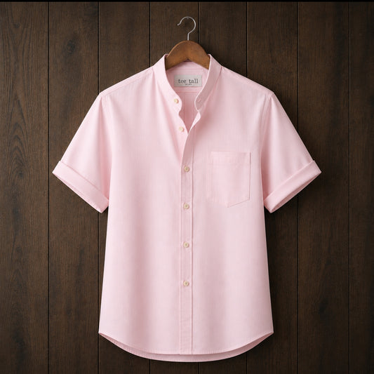 Mens Button Up Cotton Half Sleeve Shirt TTMBUS372 - Pink