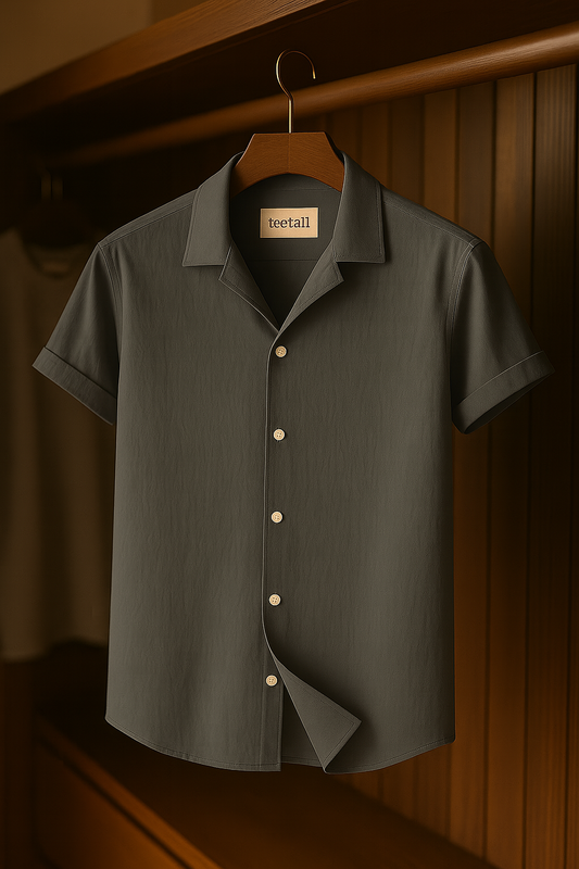 Mens Button Up Half Sleeve Shirt TTMBUS3 - Grey