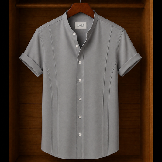 Mens Button Up Cotton Half Sleeve Shirt TTMBUS379 - Grey